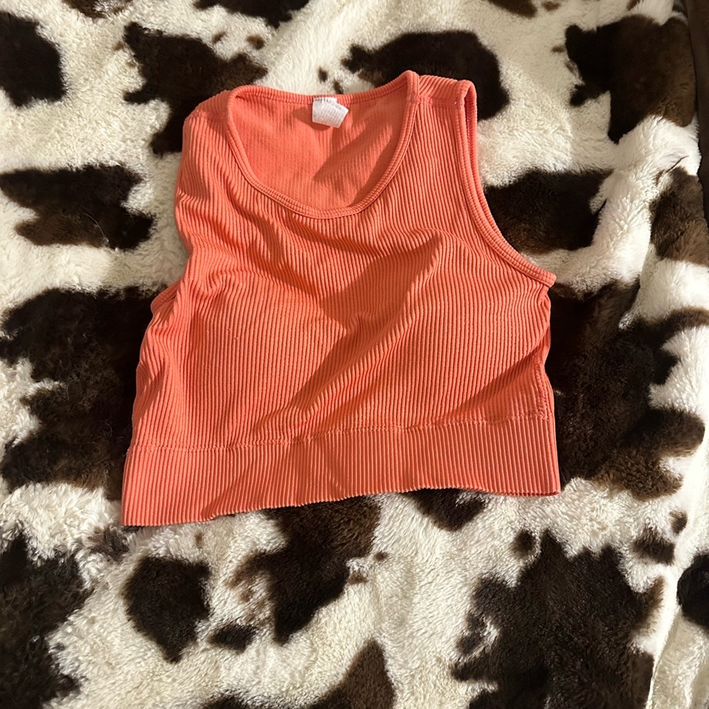 Coral Ribbed Women's Tank Top